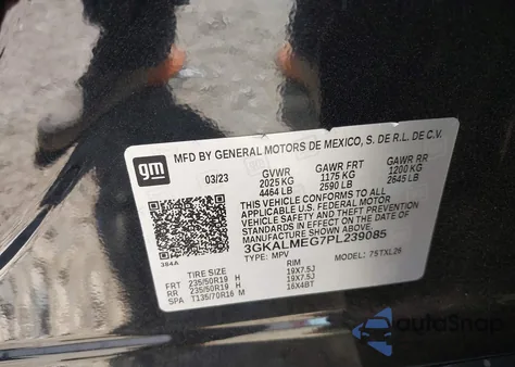 2023 GMC Terrain Sle z USA, uszkodzony, nr VIN 3GKALMEG7PL239085